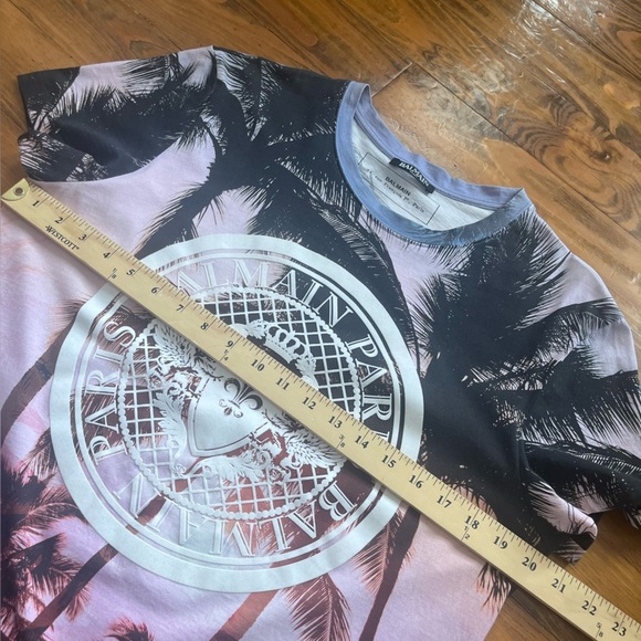 Balmain Men’s Graphic Print‎ Sunset Palms T-Shirt Size M Made In Portugal - Picture 15 of 16